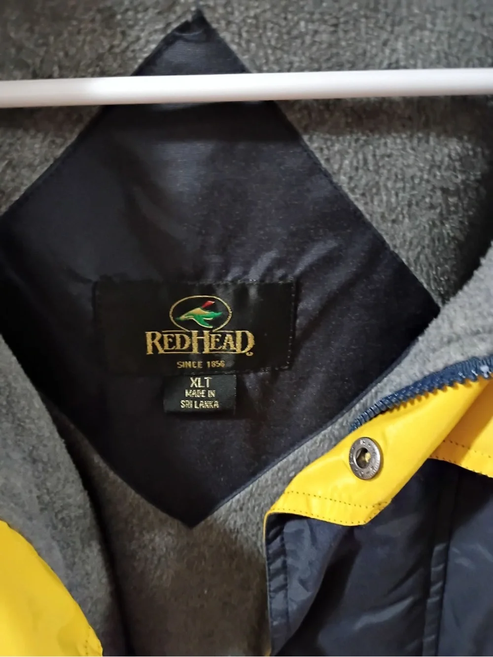 Vintage RedHead Men's Navy Blue and Yellow Windbreaker Jacket